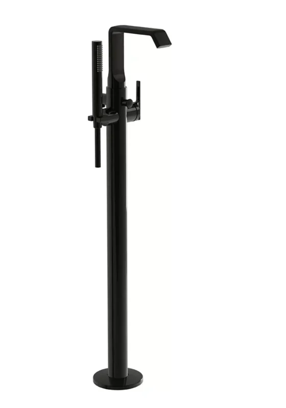 Vitra Suit Parlak Siyah Küvet Bataryası - A4276939 - Yerden Küvet Bataryası