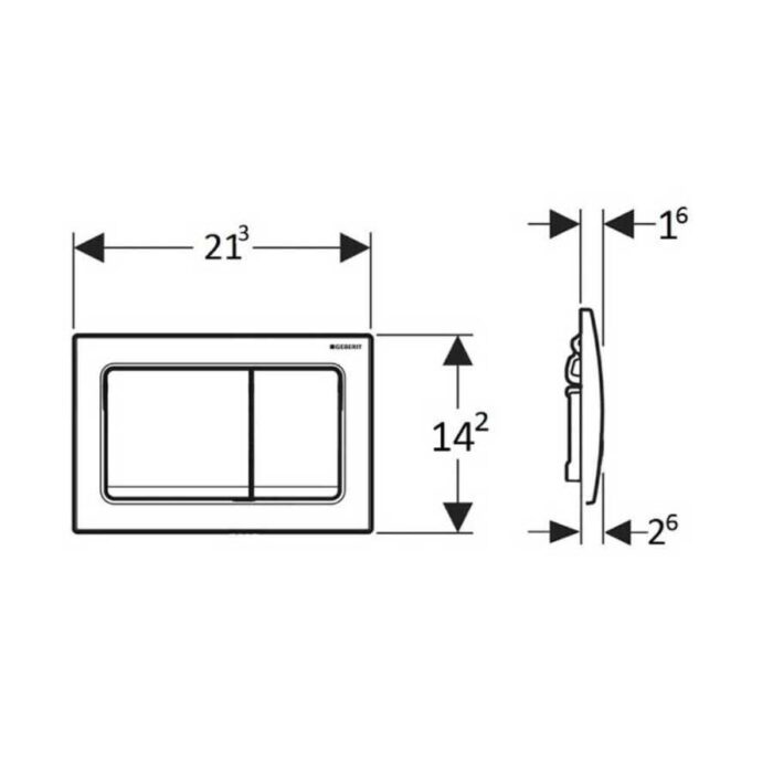 Geberit Alpha30 Kumanda Kapağı Çift Basmalı Mat Krom 115.055.46.1 - 115.055.46.1 - Kumanda Panelleri (Gömme Rezervuar Butonları) - 1