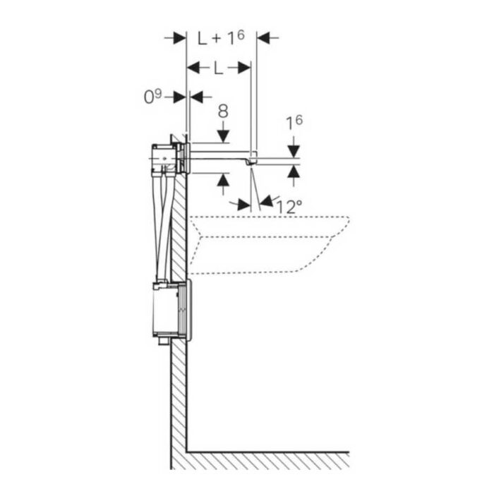 Geberit Brenta Ankastre Fotoselli Lavabo Bataryası Uzun Gagalı Çift Su Girişli Elektrikli 116.292.21.1
