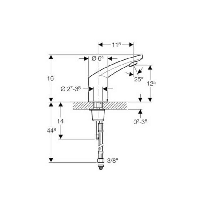 Geberit Type 185 Fotoselli Lavabo Bataryası Çift Su Girişli Elektrikli 116.145.21.1 - 116.145.21.1 - Fotoselli Lavabo Bataryası - 1