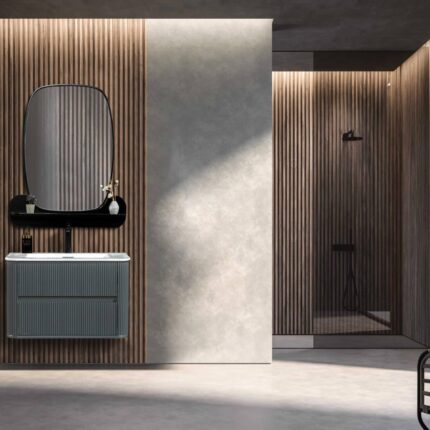 Bagnora Curved 80 cm Antrasit Banyo Dolabı (Boy Dolapsız)