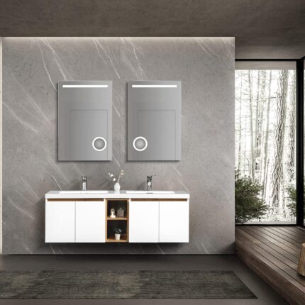 Bagnora Doppio 152 cm Beyaz Ahşap Banyo Dolabı (Boy Dolaplı)