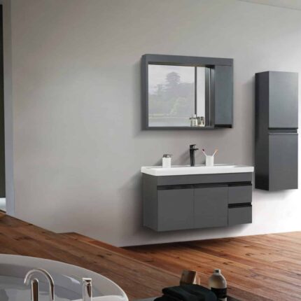 Bagnora Lotus 100 cm Antrasit Banyo Dolabı (Boy Dolapsız)