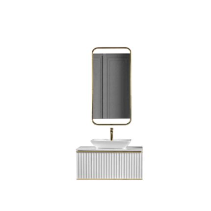 Bagnora Odin 100 cm Beyaz Gold Banyo Dolabı (Boy Dolapsız)