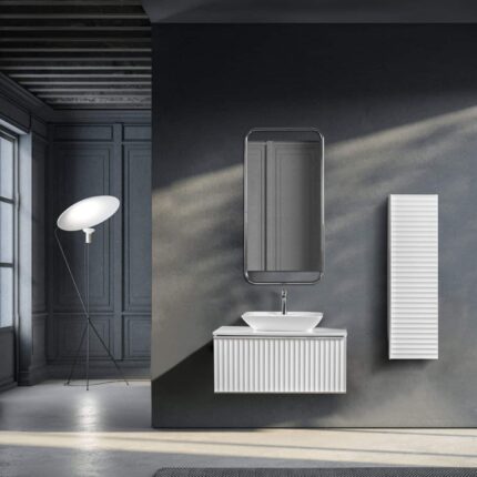 Bagnora Odin 100 cm Beyaz Gümüş Banyo Dolabı (Boy Dolaplı)