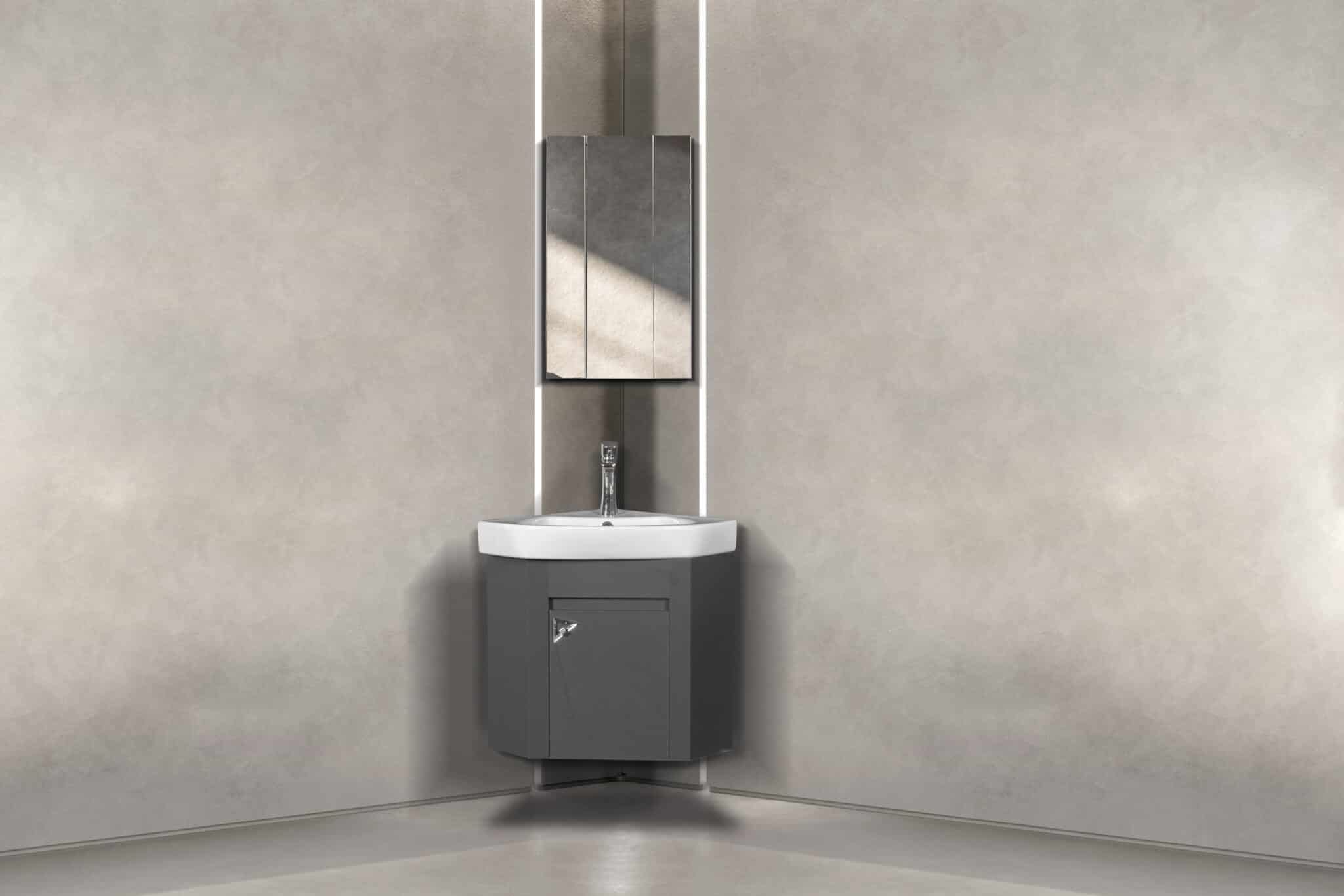 Bagnora Prizma 56 cm Antrasit Banyo Dolabı (Boy Dolapsız) Bagnora Prizma 56 cm Antrasit Banyo Dolabı (Boy Dolapsız)