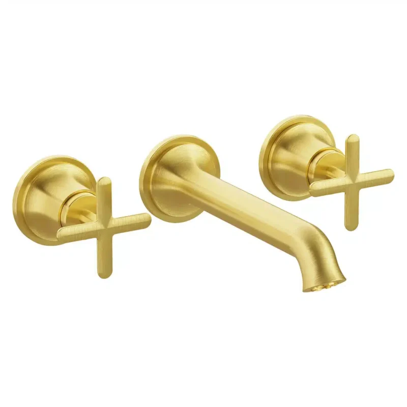 Vitra Origin Classic Ankastre Lavabo Bataryası (3 Delikli Lavabolar İçin) (Sıva Üstü Grubu), Fırçalı Altın - A4289025 - Ankastre Lavabo Bataryası, Üç Delikli Lavabo Bataryası