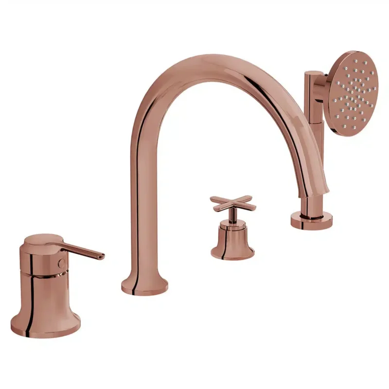 Vitra Origin Classic Küvet Bataryası (4 Delikli), Soft Bakır - A4290029 - Ankastre Küvet Bataryası