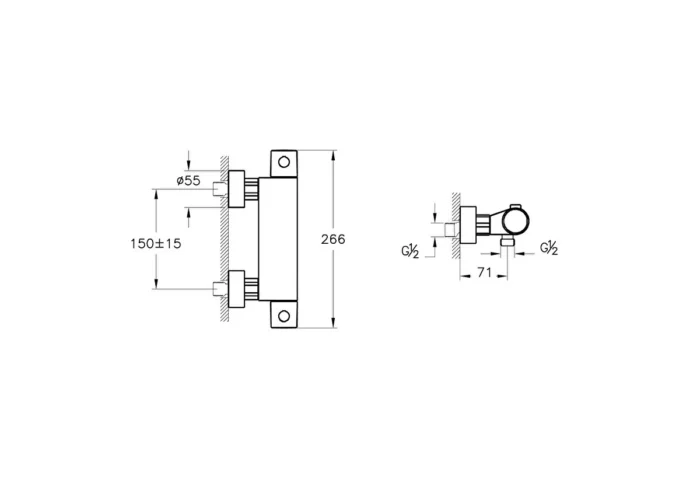 Artema AquaHeat RS3 Termostatik Duş Bataryası - A47174 - Termostatik Bataryalar, Duş Bataryası - 1