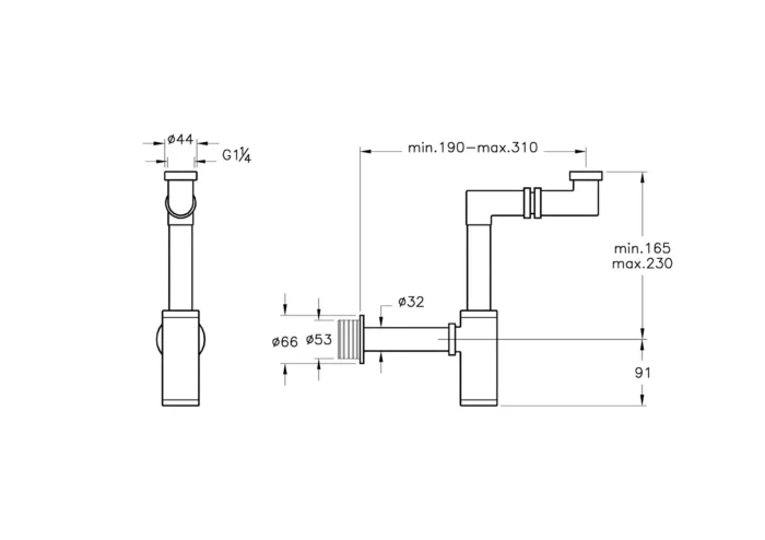 Vitra Lavabo Sifonu Z Tipi - A45133 - Basmalı Sifon , Gider (Pop-Up) - 1