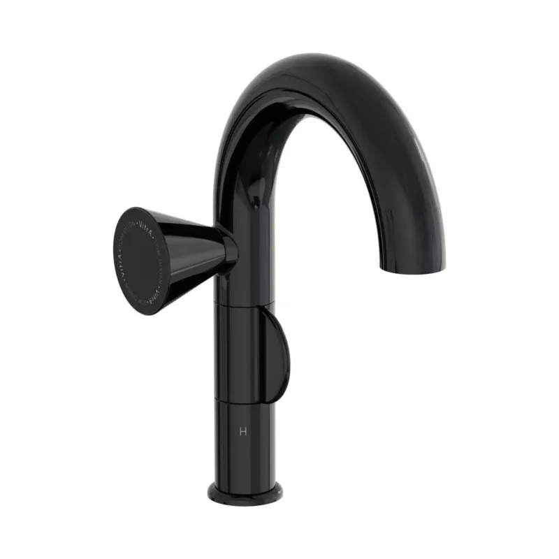 Vitra Liquid Lavabo Bataryası (Soldan Kullanım), Parlak Siyah - A4275539 - Lavabo Bataryaları