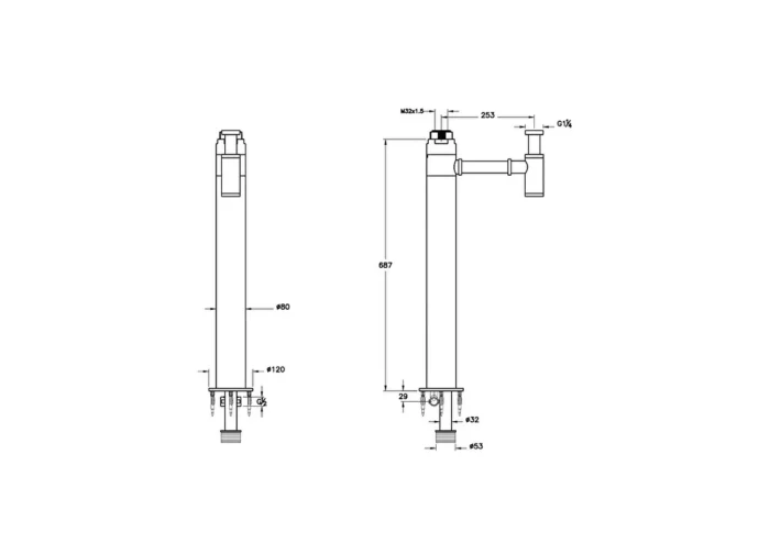 Vitra Plural Yerden Sifon Seti - A45161 - Basmalı Sifon , Gider (Pop-Up) - 1
