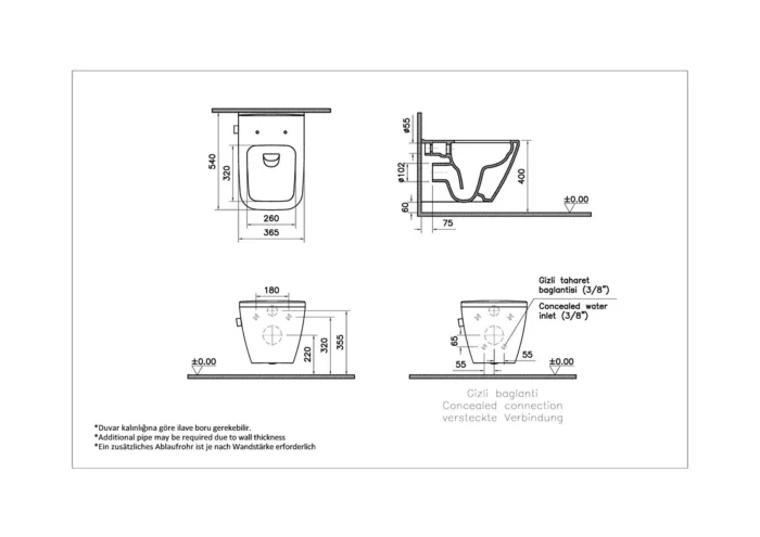 Vitra Integra Square Asma Klozet - 7082B003-7211 - Entegre Ara Musluklu Klozet - 1