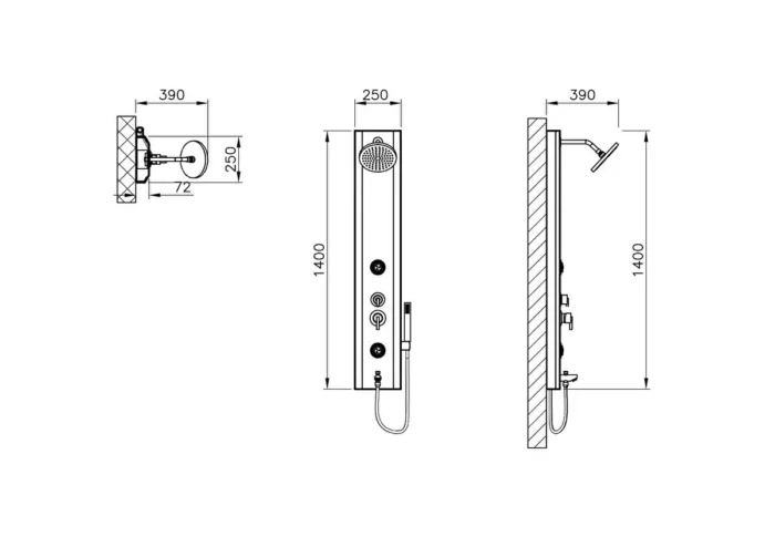 Vitra Move Masajlı Duş Sistemi Antrasit - A45812 - Panel Duş Sistemleri - 1