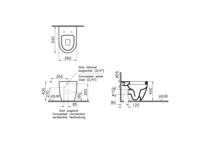 Vitra Sento Yerden Klozet - 5985B003-0090 - Yerden Klozet - 1