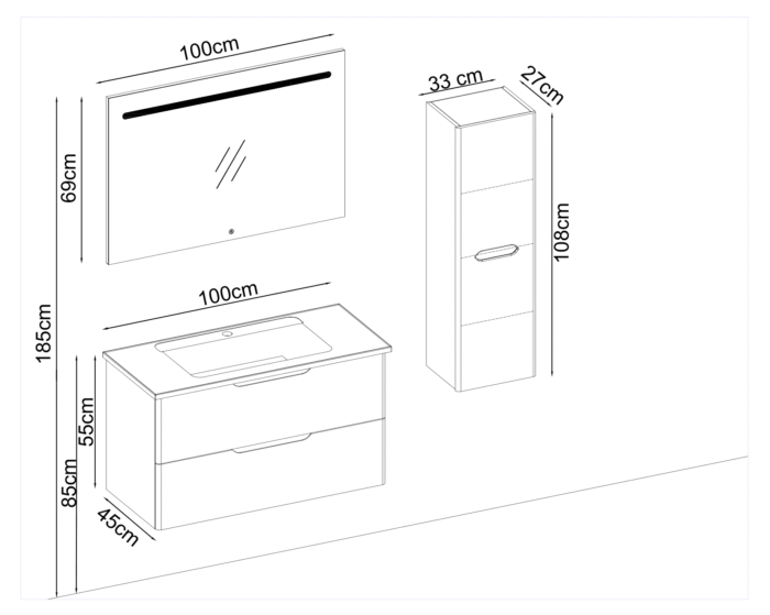 Badella Belen 55100 V31 Banyo Dolabı 100 cm - Belen-55100-V31-100 - Banyo Dolapları - 1