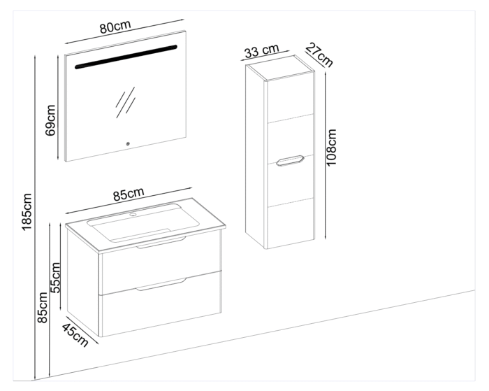 Badella Belen 5585 V32 Banyo Dolabı 85 cm - Belen-5585-V32-85 - Banyo Dolapları - 1