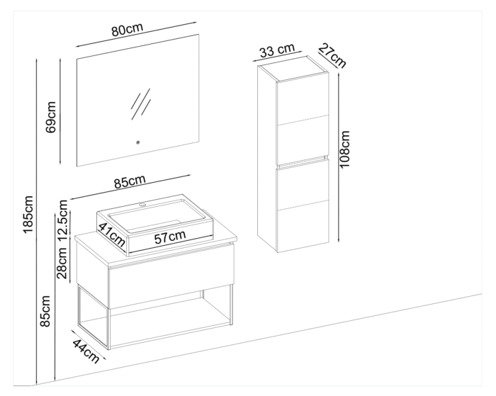 Badella Lines 2885 V31 Banyo Dolabı 85 cm - Lines-2885-V31-85 - Banyo Dolapları - 1