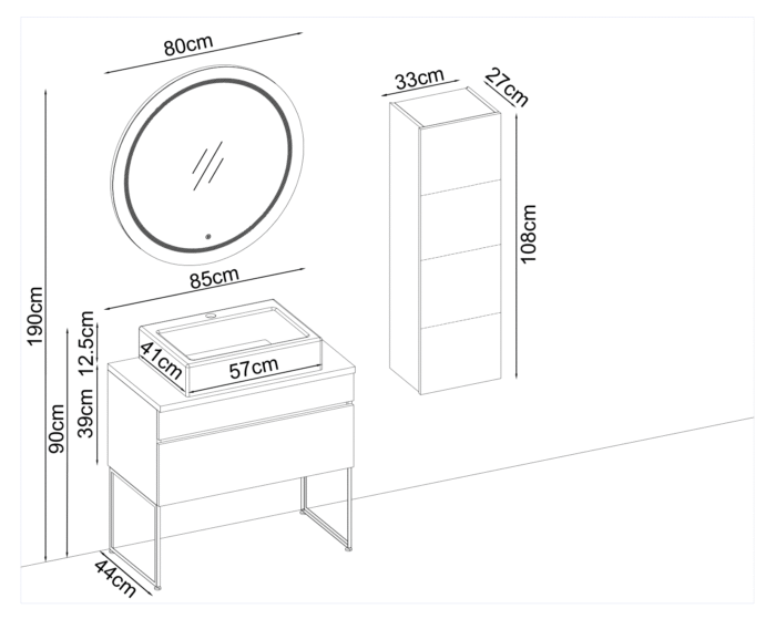 Badella Lines 3985 V31 Banyo Dolabı 85 cm