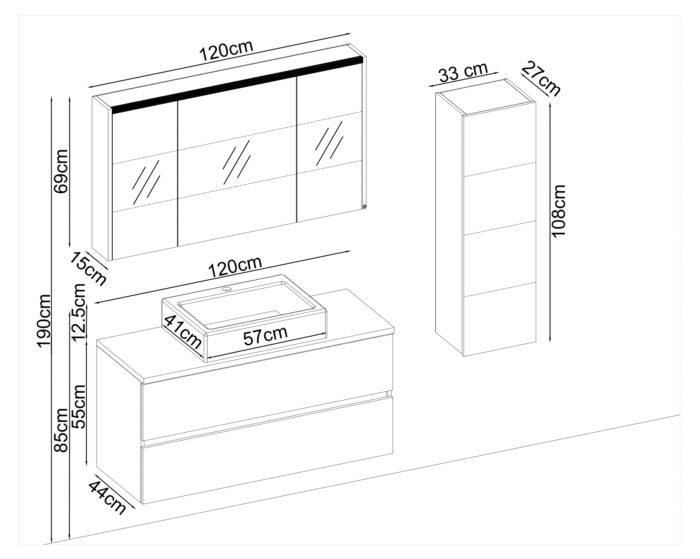 Badella Lines 55120 V31 Banyo Dolabı 120 cm - Lines-55120-V31-120 - Banyo Dolapları - 1
