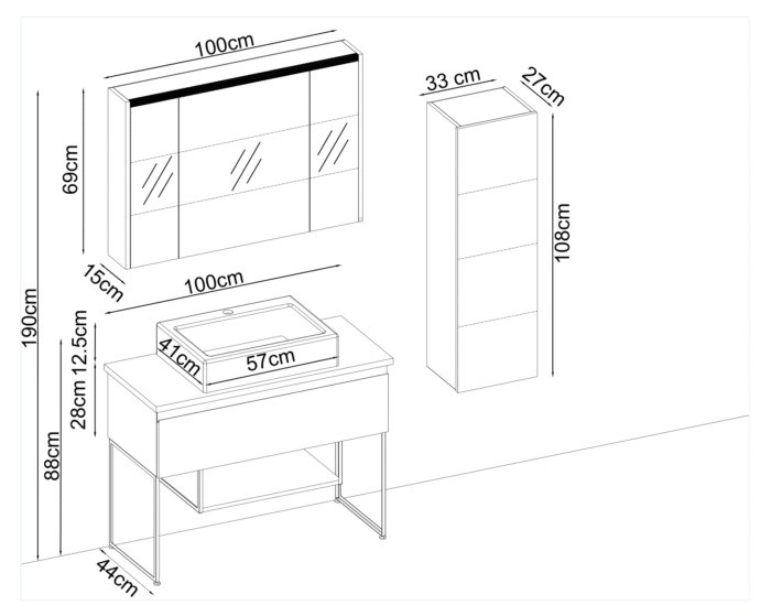 Badella Maya 28100 V31 Banyo Dolabı 100 cm - Maya-28100-V31-100 - Banyo Dolapları - 1