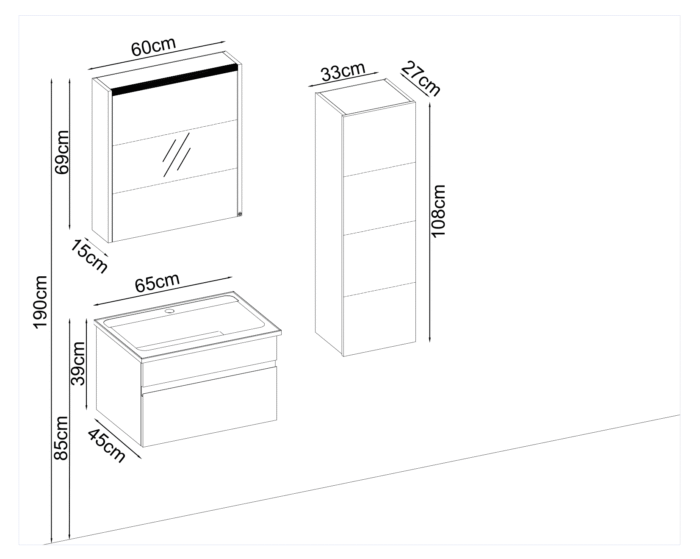 Badella Maya 3965 V31 Banyo Dolabı 65 cm - Maya-3965-V31-65 - Banyo Dolapları - 1