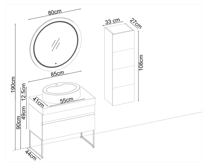 Badella Maya 3985 V31 Banyo Dolabı 85 cm - Maya-3985-V31-85 - Banyo Dolapları - 1