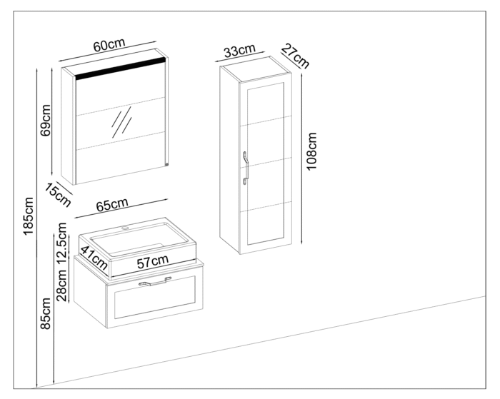 Badella Mobelco 2865 V31 Banyo Dolabı 65 cm - Mobelco-2865-V31-65 - Banyo Dolapları - 1