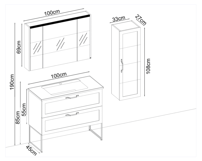 Badella Mobelco 55100 V33 Banyo Dolabı 100 cm - Mobelco-55100-V33-100 - Banyo Dolapları - 1