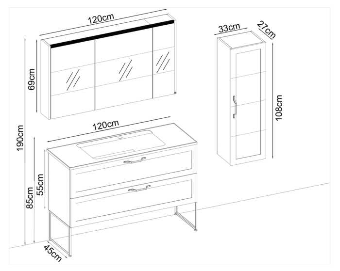 Badella Mobelco 55120 V31 Banyo Dolabı 120 cm