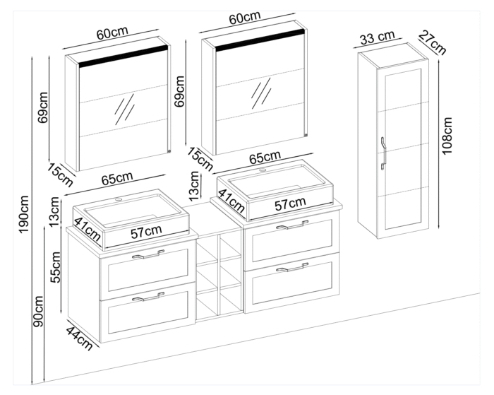 Badella Mobelco 55160 V31 Banyo Dolabı 160 cm