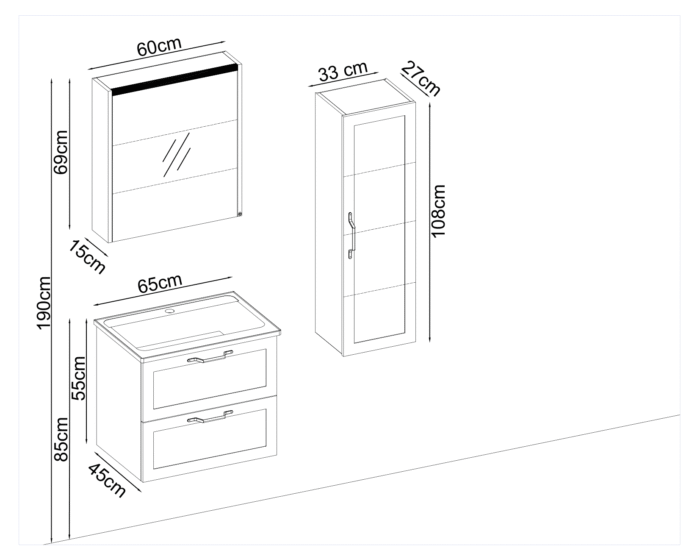 Badella Mobelco 5565 V31 Banyo Dolabı 65 cm - Mobelco-5565-V31-65 - Banyo Dolapları - 1