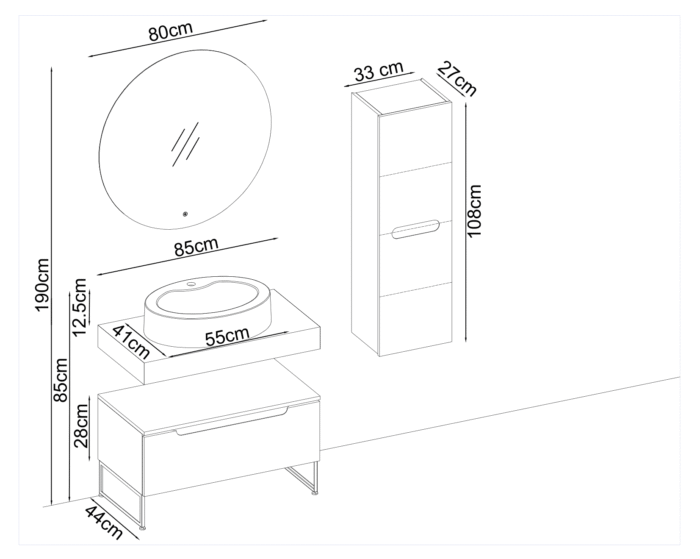 Badella Toledo 2885 V31 Banyo Dolabı 85 cm - Toledo-2885-V31-85 - Banyo Dolapları - 1