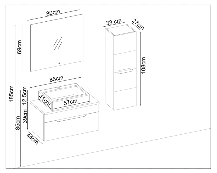 Badella Toledo 3985 V32 Banyo Dolabı 85 cm - Toledo-3985-V32-85 - Banyo Dolapları - 1