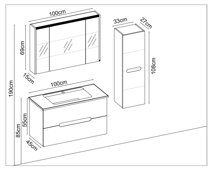 Badella Toledo 55100 V31 Banyo Dolabı 100 cm - Toledo-55100-V31-100 - Banyo Dolapları - 1