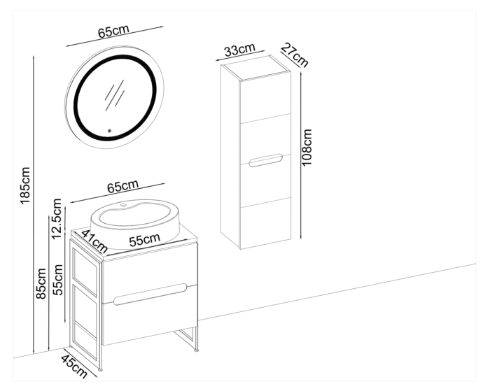 Badella Toledo 5565 V31 Banyo Dolabı 65 cm - Toledo-5565-V31-65 - Banyo Dolapları - 1
