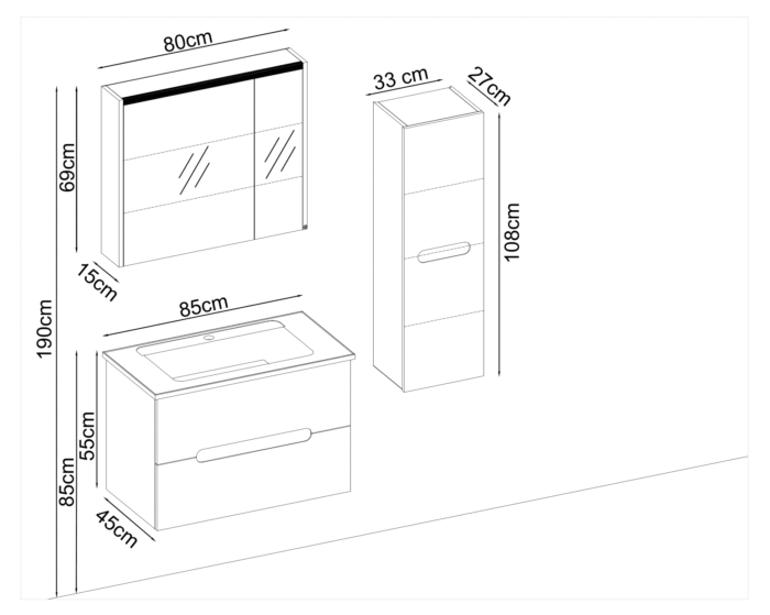 Badella Toledo 5585 V31 Banyo Dolabı 85 cm - Toledo-5585-V31-85 - Banyo Dolapları - 1
