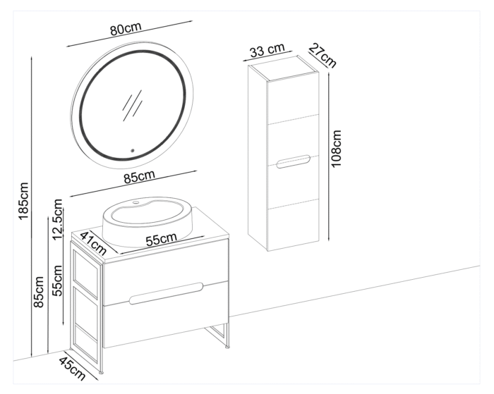 Badella Toledo 5585 V33 Banyo Dolabı 85 cm - Toledo-5585-V33-85 - Banyo Dolapları - 1
