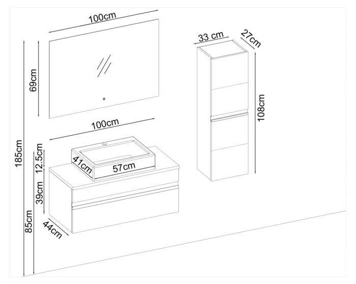 Badella Woodline 39100 V31 Banyo Dolabı 100 cm - Woodline-39100-V31-100 - Banyo Dolapları - 1