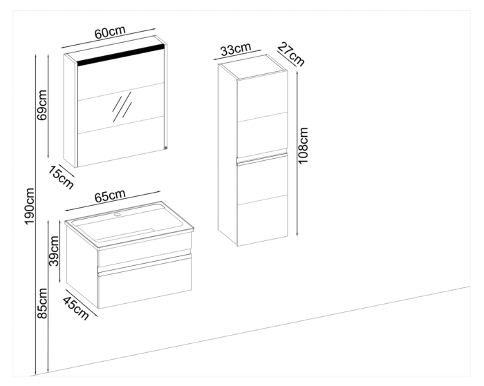 Badella Woodline 3965 V31 Banyo Dolabı 65 cm - Woodline-3965-V31-65 - Banyo Dolapları - 1