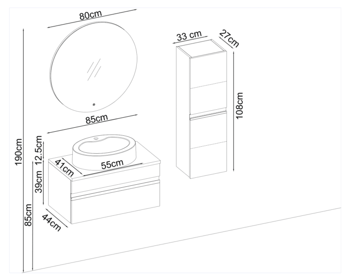 Badella Woodline 3985 V31 Banyo Dolabı 85 cm