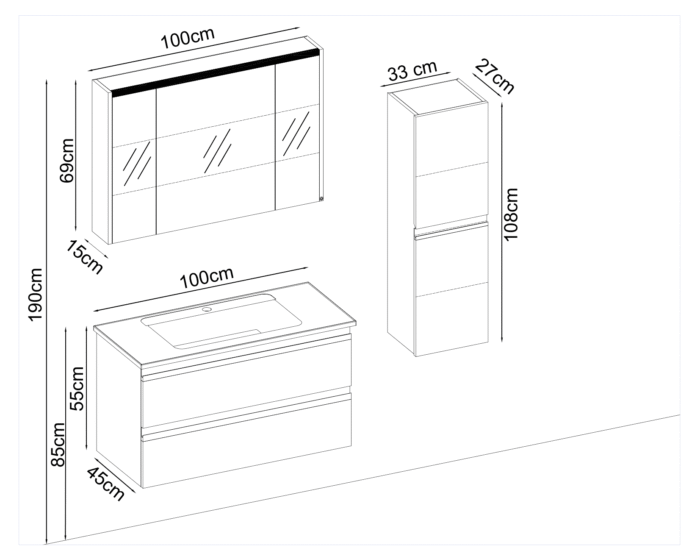 Badella Woodline 55100 V31 Banyo Dolabı 100 cm - Woodline-55100-V31-100 - Banyo Dolapları - 1