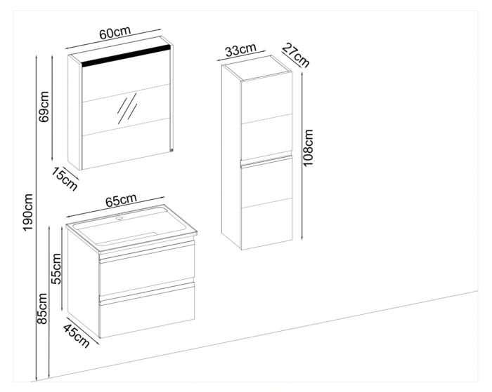Badella Woodline 5565 V31 Banyo Dolabı 65 cm - Woodline-5565-V31-65 - Banyo Dolapları - 1