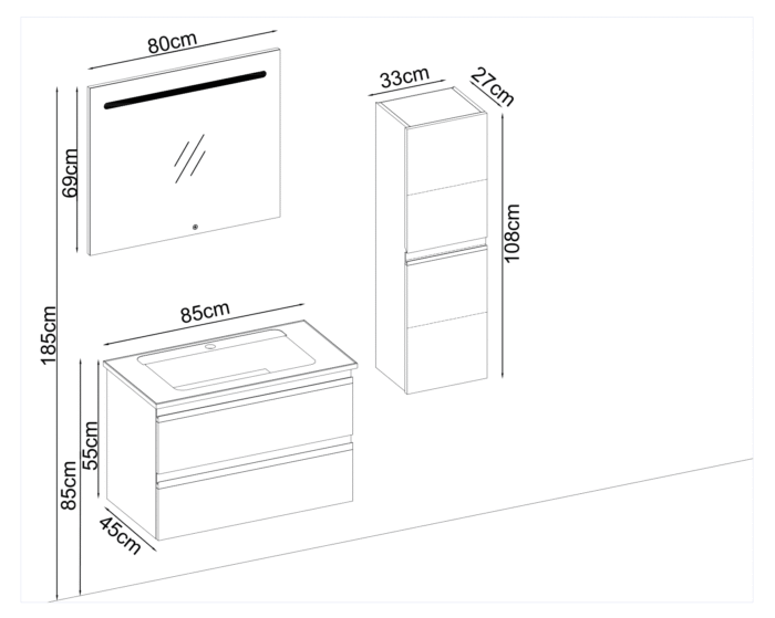 Badella Woodline 5585 V31 Banyo Dolabı 85 cm - Woodline-5585-V31-85 - Banyo Dolapları - 1