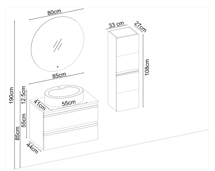 Badella Woodline 5585 V32 Banyo Dolabı 85 cm - Woodline-5585-V32-85 - Banyo Dolapları - 1