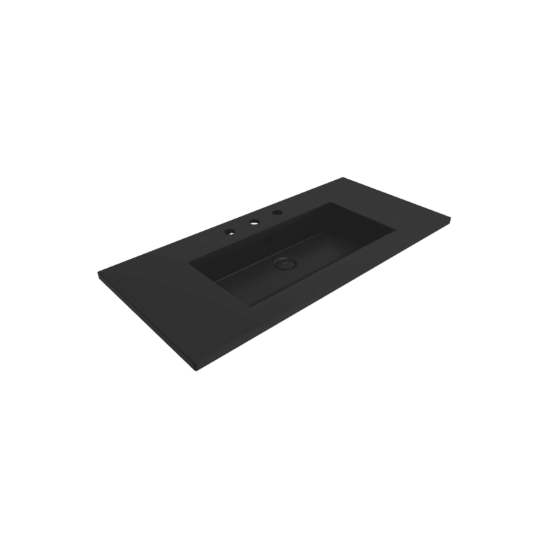 Bocchi Milano Etajerli Lavabo 100 cm Üç Delikli Mat Siyah - 1105-004-0127 - Etajerli Lavabo