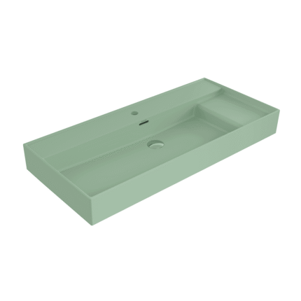 Bocchi Milano Sağdan Etejerli Lavabo 100 cm Mat Mint Yeşili - 1538-033-0126 - Etajerli Lavabo
