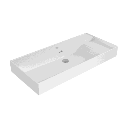 Bocchi Milano Sağdan Etejerli Lavabo 100 cm Parlak Beyaz - 1538-001-0126 - Etajerli Lavabo