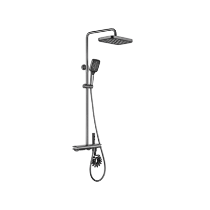 Bocchi Multi Termostatik Banyo Bataryası Ve Duş Kolonu Gun Metal - 5920-0003-GM - Duş Setleri, Yağmur Duş Sistemleri