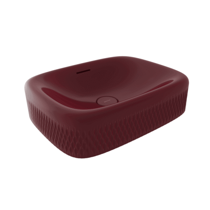 Bocchi New Age Asma Dikdörtgen 56X44 cm Deliksiz Lavabo Parlak Burgonyo Bordosu - 1411-072-0125 - Tezgah Üstü Lavabo